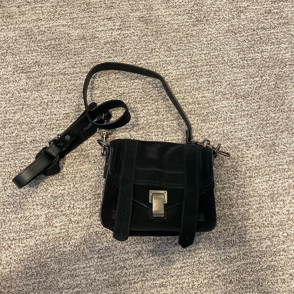 Proenza Schouler PS1 Mini Crossbody Suede Black